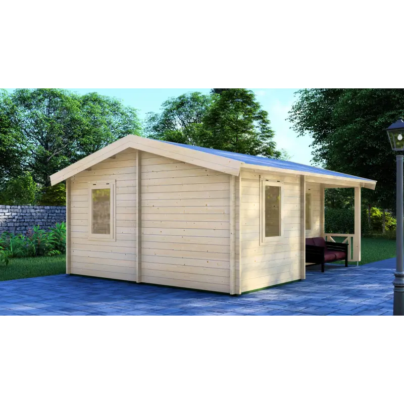 Moderne Gartenhaus ZOE 6x4.5, 68mm, linke Seite