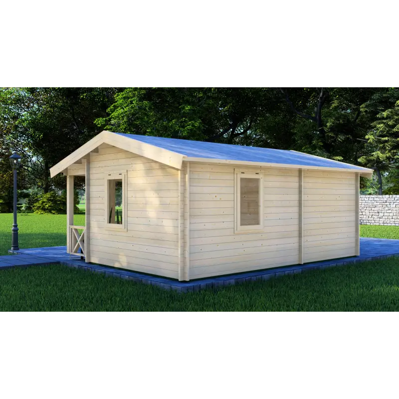 Moderne Gartenhaus ZOE 6x4.5, 68mm, Rückseite rechts