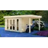 Gartenhaus GWEN 5x3, 44mm, Frontansicht rechte Seite