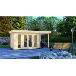 Gartenhaus GWEN 5x3, 44mm, Frontansicht