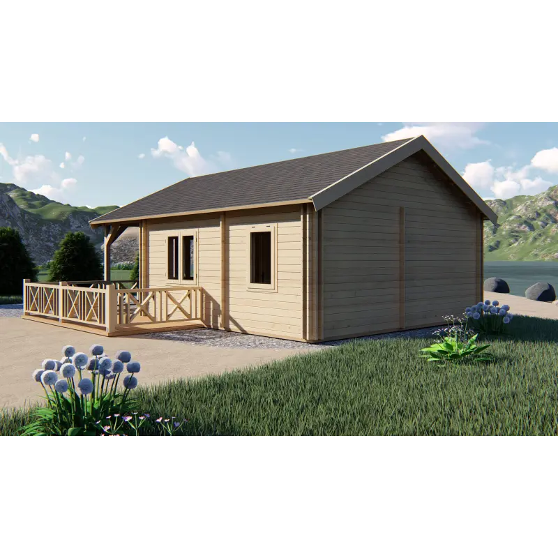 Moderne Holzhaus SAMANTHA 6x8, 68mm, rechte Seite