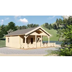 Moderne Holzhaus SAMANTHA 6x8, 68mm, Frontansicht