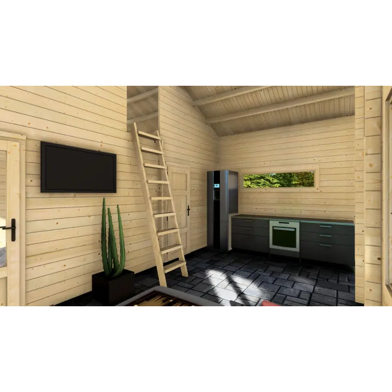 Moderne Holzhaus SAMANTHA 6x8, 68mm, Innenansicht