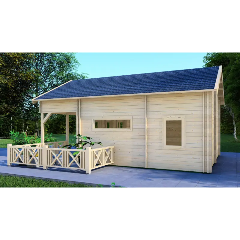 Winterfestes Holzhaus VANESSA 8x6, 44/100/44mm, rechte Seite