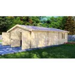 Doppelholzgarage 6x9, 68mm, Frontansicht rechte Seite