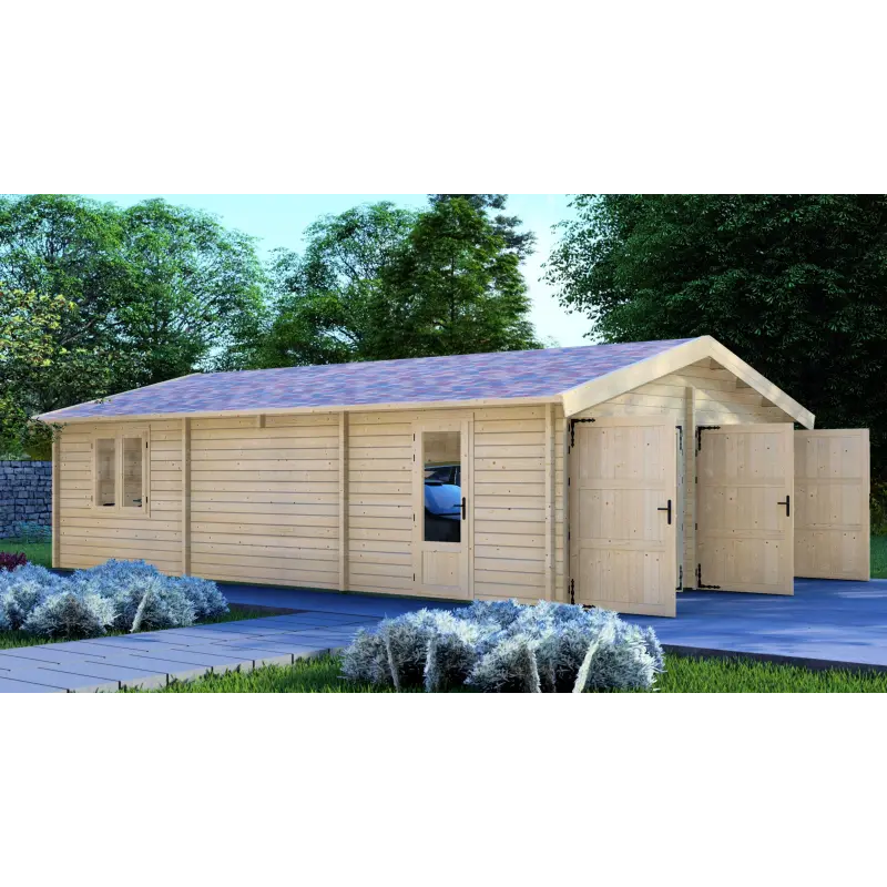 Doppelholzgarage 6x9, 68mm, linke Seite