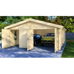 Doppelholzgarage 6x9, 68mm, Frontansicht